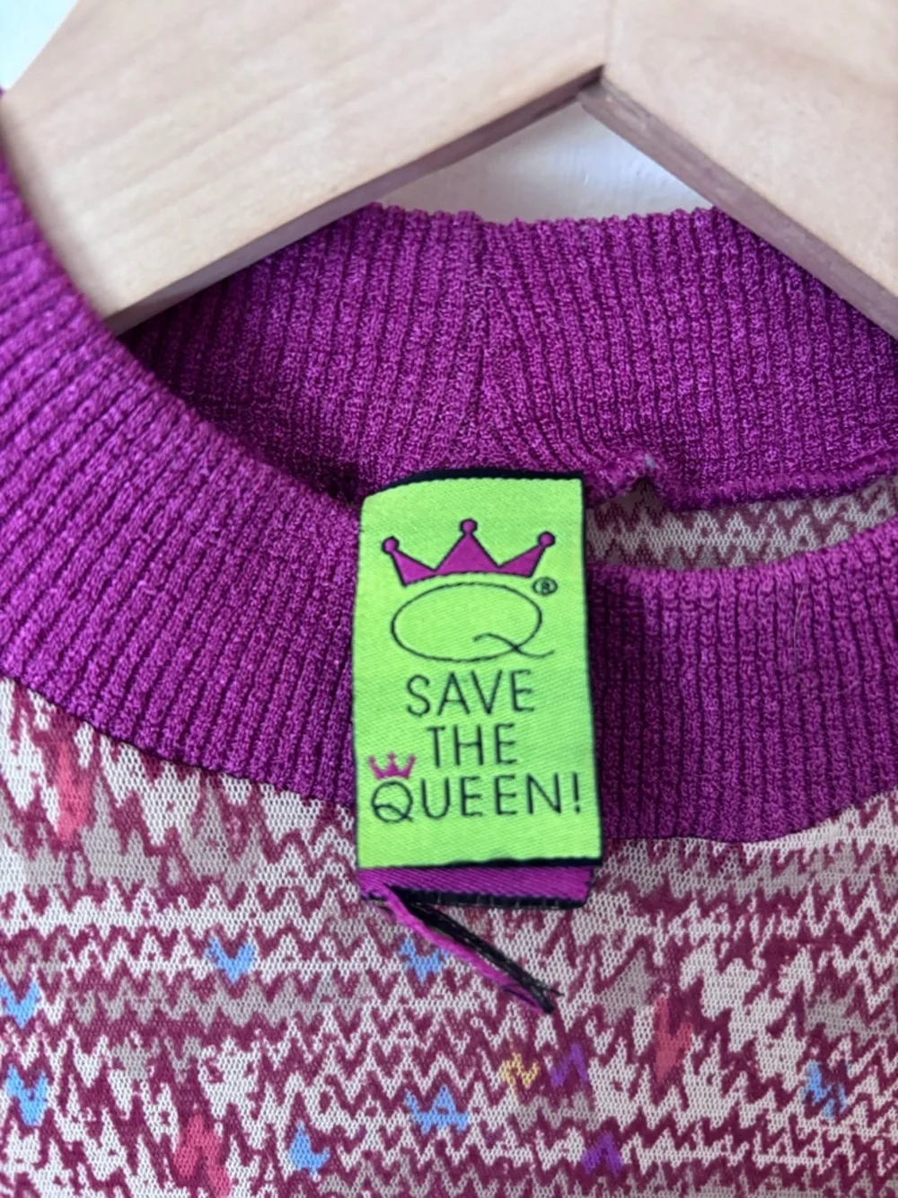 Save The Queen Purple Patterned Long-Sleeve Knit Top with Bandana Panel - Picture 4 of 6